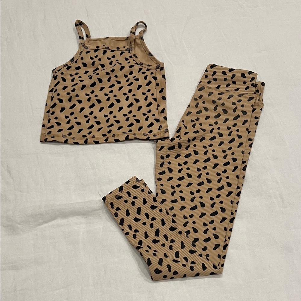 GB Girls Tan and Black spotted athletic set